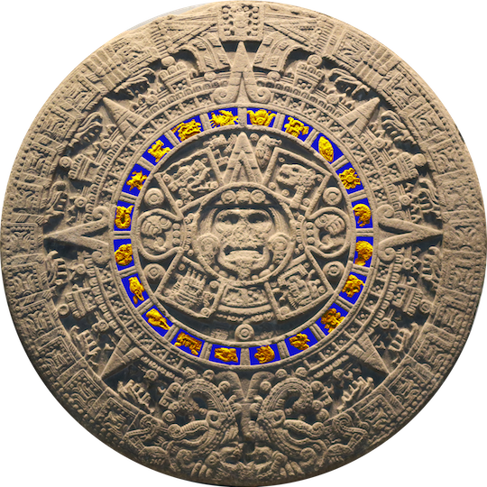 The Aztec Stone's 20 glyphs used in calendar's theory