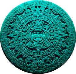 Image of Aztec Sun Stone in blue color